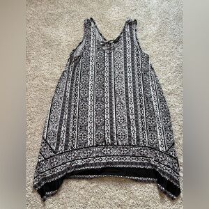 Three Pink Hearts Black and White Sleeveless Dress